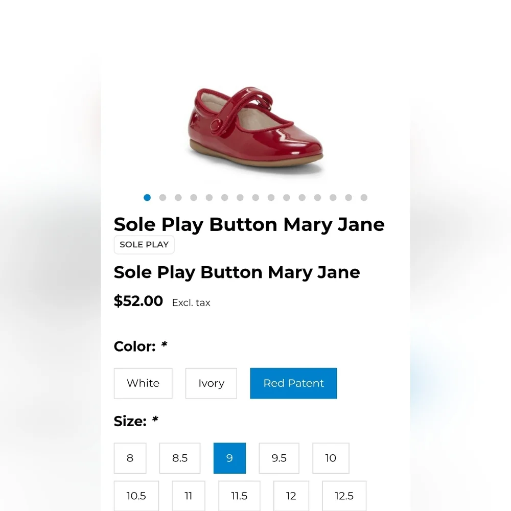 Sole Play Button Mary Jane Red Patent Shoes